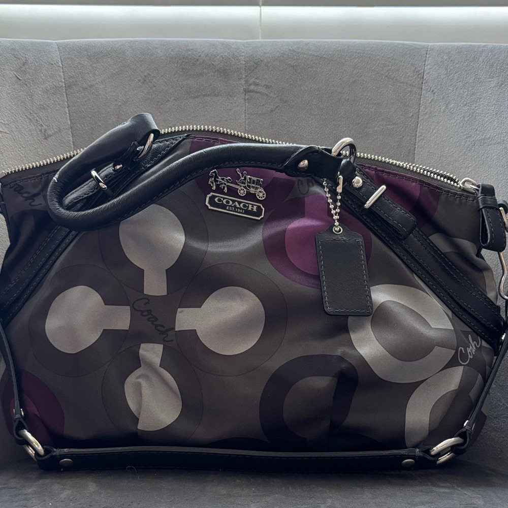 EUC Coach Black and Purple Shoulder Bag